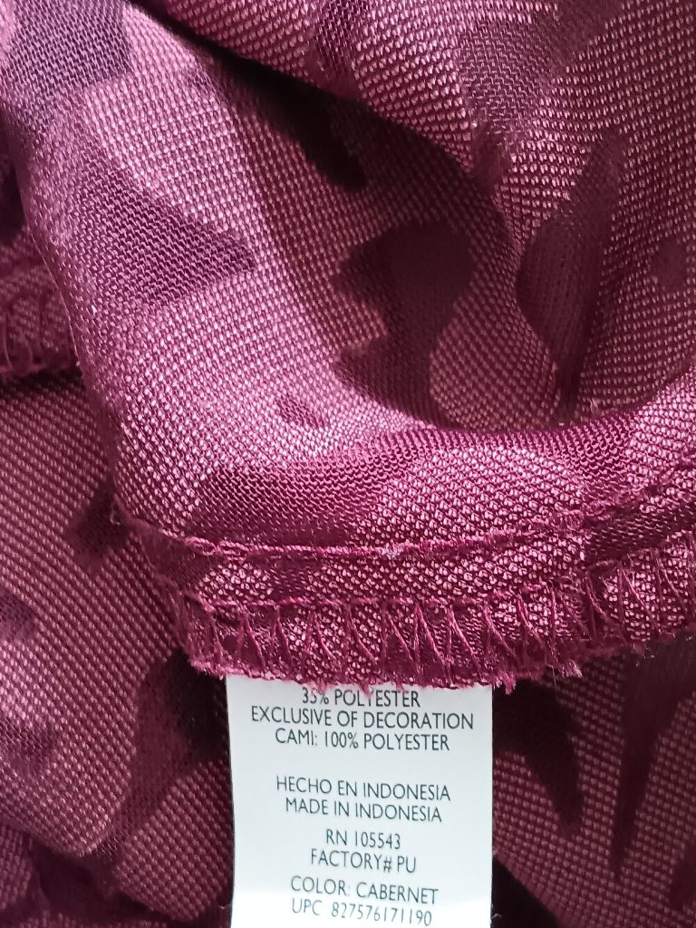 Daisy Fuentes Burgundy Burnout Velvet V Neck Top Fairycore Romantic M - Picture 6 of 6